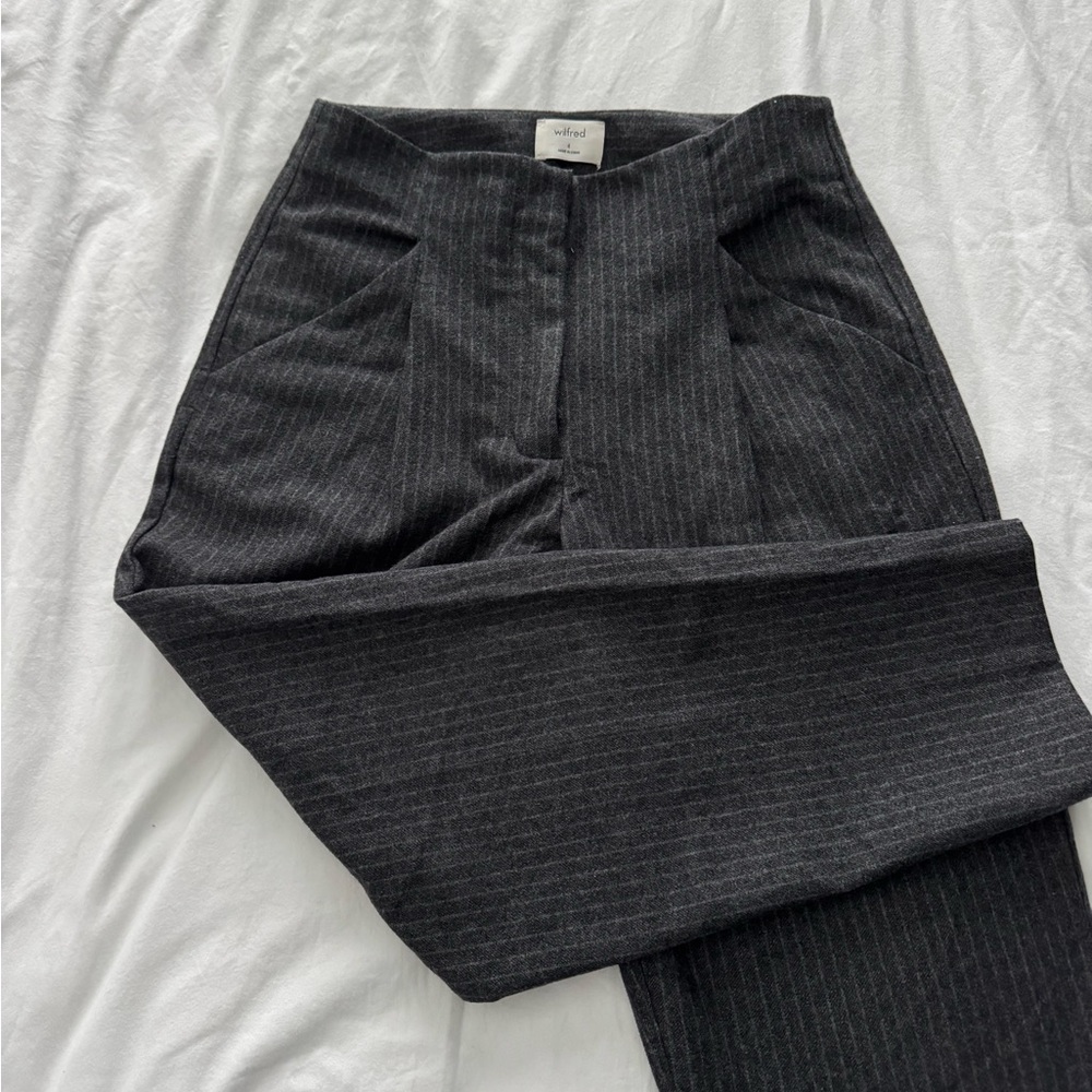 Aritzia Wilfred Charcoal Pinstripe Trousers - Size 4